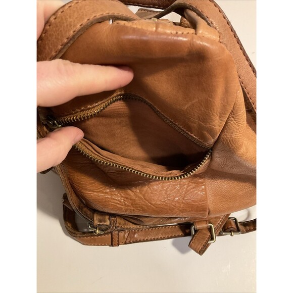 India Camel Color Woven Leather Backpack Bag Fashion Rugged Handmade Rustic main image 9